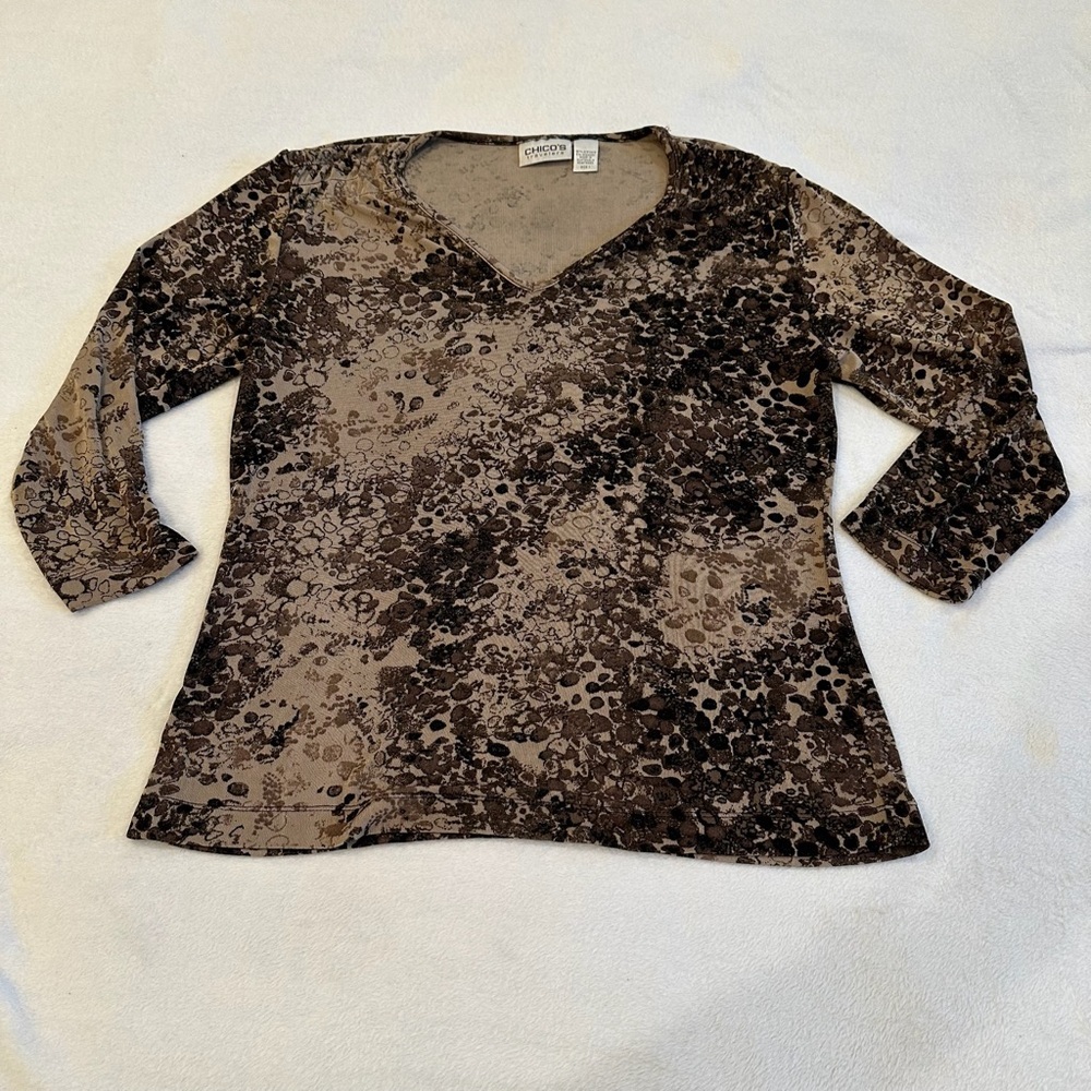Chico's Brown Abstract Women's Blouse - Picture 5 of 9